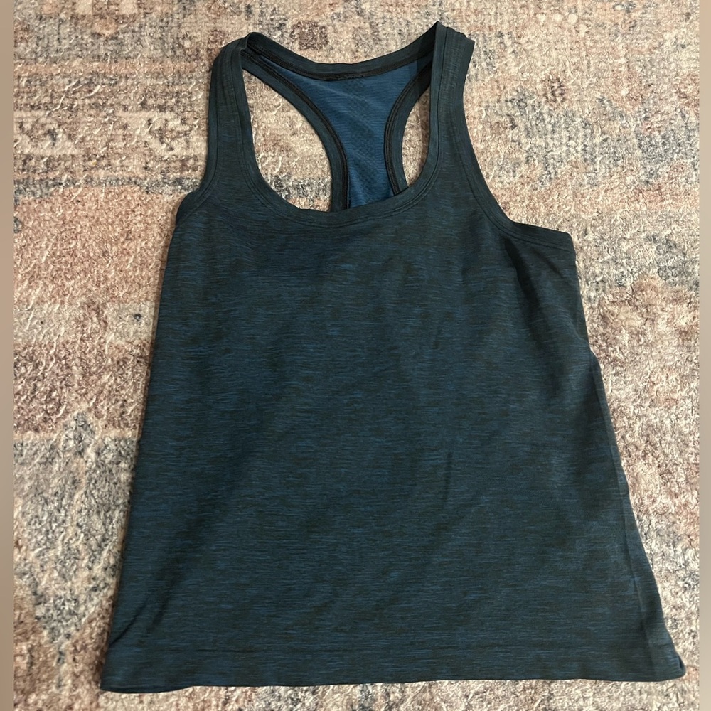 Women's lululemon Swiftly Tech Cropped Tank Top, blue/green/black Size 6